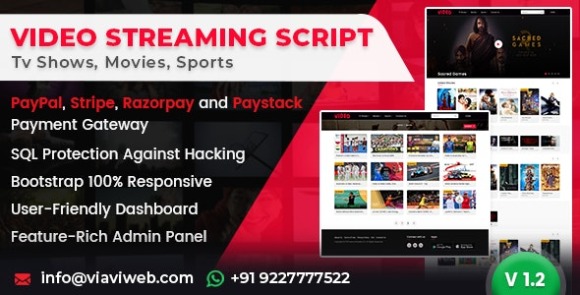 Video Streaming Portal v1.3 Nulled (TV Shows, Movies, Sports, Videos Streaming, Live TV) Script