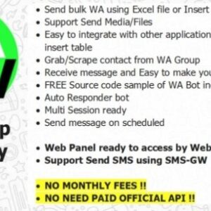 WA-GW v1.0 Nulled – WhatsApp and SMS GateWay (Blast and Chatbot) with SAAS Support Windows App