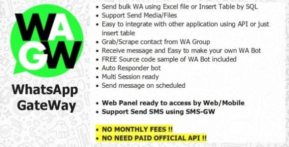 WA-GW v1.0 Nulled – WhatsApp and SMS GateWay (Blast and Chatbot) with SAAS Support Windows App