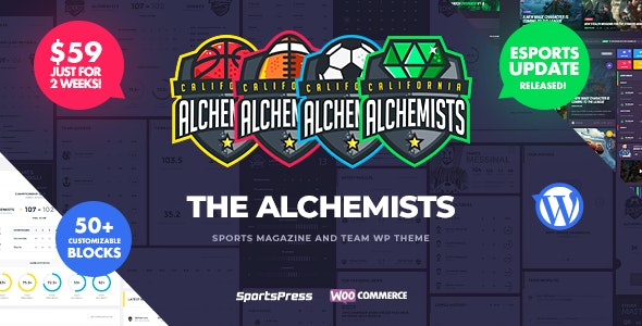 Alchemists v4.5.9 Nulled - Sports, eSports & Gaming Club and News WordPress Theme