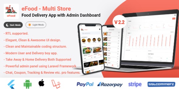 eFood v2.2 Nulled – Food Delivery App with Laravel Admin Panel + Delivery Man App Source Code