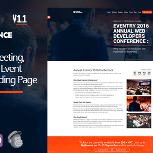 Eventry v1.2.7 Nulled – Conference Meetup Landing Page WordPress Theme
