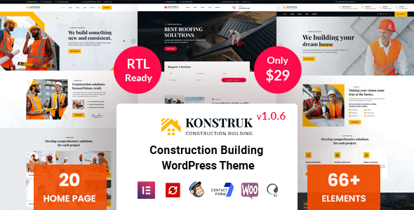 Konstruk v1.1.7 Nulled - Construction WordPress Theme