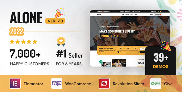 Alone v7.6.1 – Charity Multipurpose Non-profit WordPress Theme