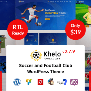 Khelo v2.8.2 Nulled – Soccer WordPress Theme