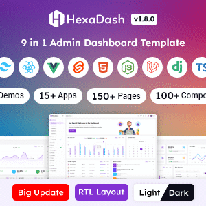 HexaDash v1.8.0 Nulled – Tailwind CSS, React, Svelte, Vue, Laravel, Nodejs, Django & HTML Admin Dashboard Template