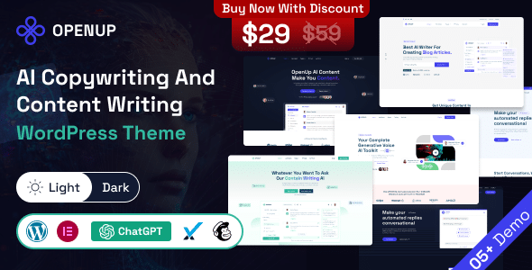 Openup v1.0.5 Nulled - AI Content Writer & AI Application WordPress Theme