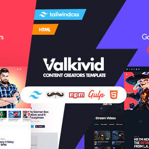 Valkivid Nulled – Tailwind CSS Content Creators HTML Template