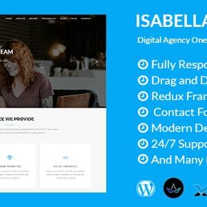 Isabella v1.7 Nulled – Digital Agency One Page WordPress Theme