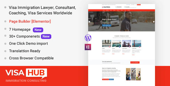 VisaHub v1.2.3 Nulled - Immigration Consulting WordPress Theme