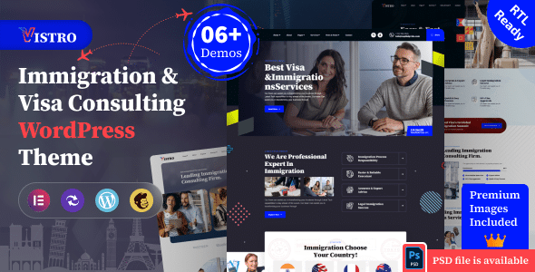 Vistro v1.0.1 Nulled - Immigration Visa Consulting WordPress Theme
