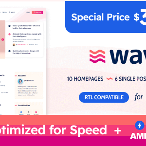 Wavy v1.5.0 Nulled – Modern & Lightweight Blog for WordPress