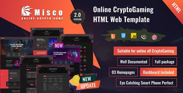 Miscoo v2.0 Nulled - Online CryptoGaming HTML Template