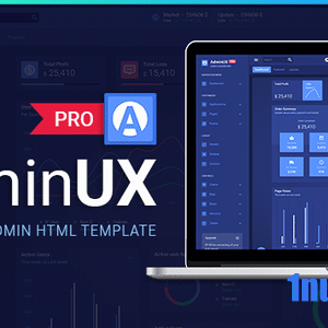 Adminux PRO Nulled – Dashboard HTML Bootstrap 4, Angular 8, React, laravel Starterkit