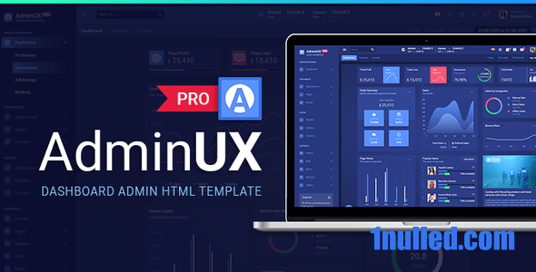 Adminux PRO Nulled - Dashboard HTML Bootstrap 4, Angular 8, React, laravel Starterkit