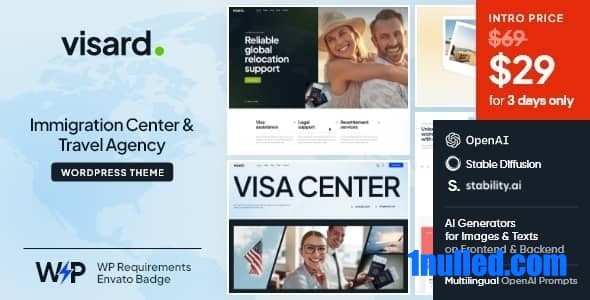 Visard v1.0 Nulled - Immigration Center & Travel Agency WordPress Theme