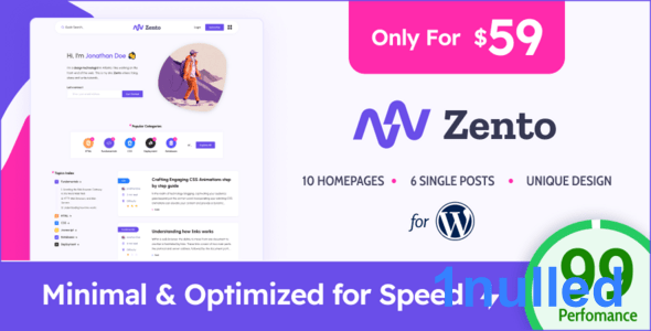 Zento v1.4.0 Nulled - Modern & Lightweight Blog for WordPress