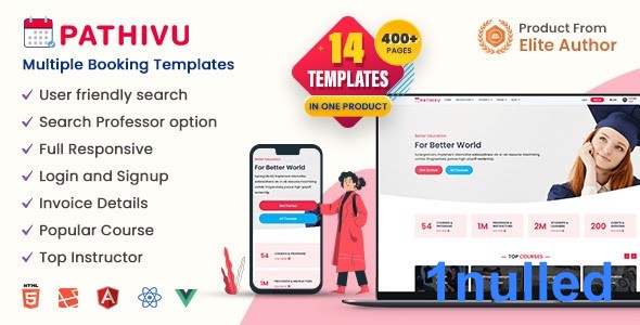 Pathivu v1.4.3 Nulled - Multi-Purpose Booking Management Template (HTML + Laravel + Vue + Angular + React)