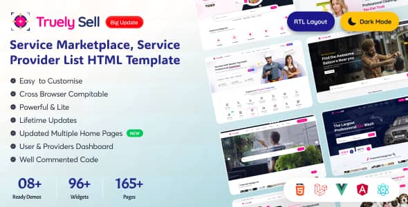 Truelysell v2.6.4 Nulled - Service Marketplace, Service Provider List Template (HTML Angular, Laravel, Vue, React)