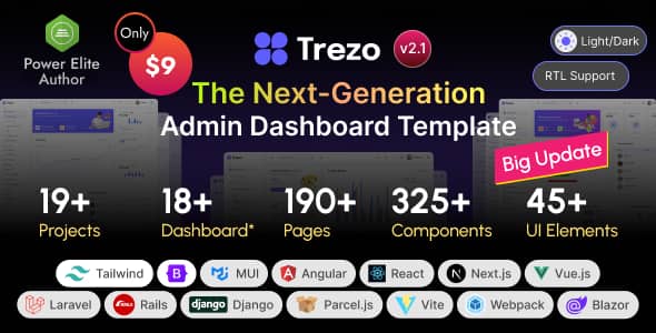 Trezo v2.1.0 Nulled - Tailwind, Bootstrap, Material, React, Angular, Vue, Laravel ASP.net Admin Dashboard Template