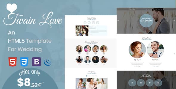 Twain Love Nulled - Responsive HTML5 Wedding Template