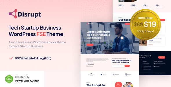 Disrupt v1.0 – Tech Startup Business FSE WordPress Theme